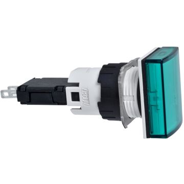 Piloto luminoso rectangular verde ø 16 - led integrado - 24 v - conector
