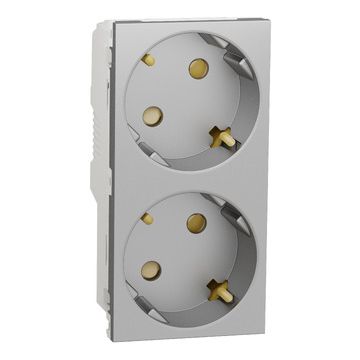 New unica system +, schuko doble aluminio (raptor)