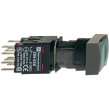Pulsador luminoso rectangular verde ø 16 - pulsar-pulsar - 1na+1nc - 24v