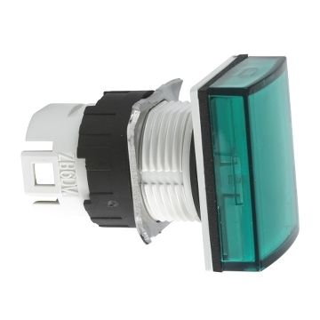 Cabeza piloto luminoso verde rectangular ø 16 para led integrado