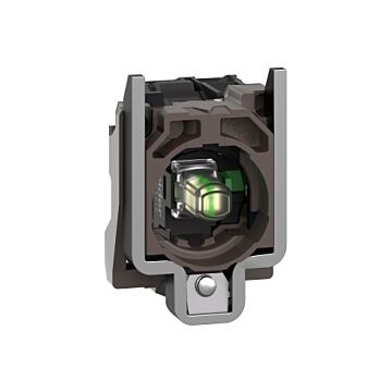 Conjunto completo de cuerpo/contacto y bloque luminoso, harmony xb4, metálico, blanco, led universal, cuerpo/anillo de fijación, 1no, 24v ac/dc