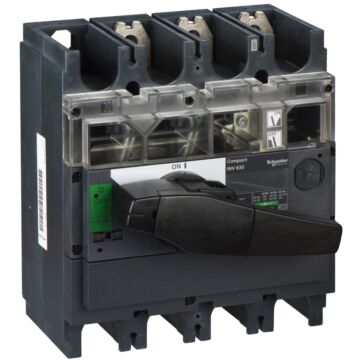Interruptor seccionador compact inv630, ruptura visible, 630 a, versión estándar con mando rotativo negro, 3 polos