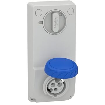 Unika interlocked socket - 16 a - 2p + e - 200...250 v ac - ip65 - panel