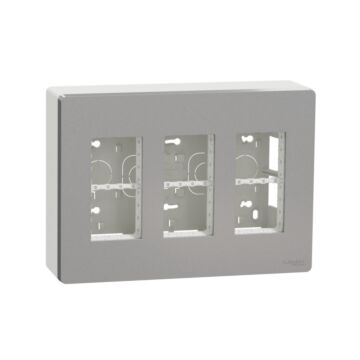 New unica system +, puesto de trabajo 3 columnas superficie aluminio