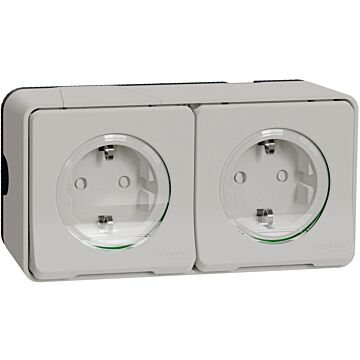 Mureva styl - enchufe 2p+t doble - superficie - 16a - ip55 - blanco