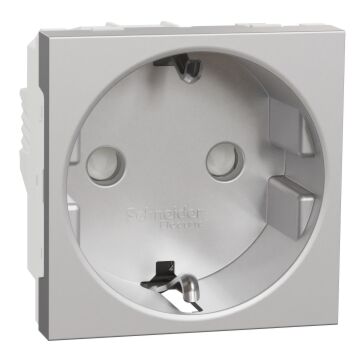 New unica, enchufe 2p+e, 16a, schuko, conexión por tornillos, aluminio