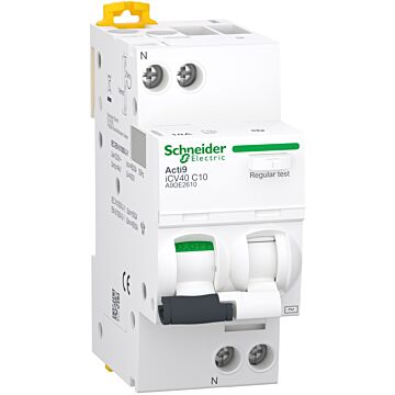 Interruptor automático diferencial combinado, acti 9 icv40, 1p+n, 10a, curva c, 30ma, ac