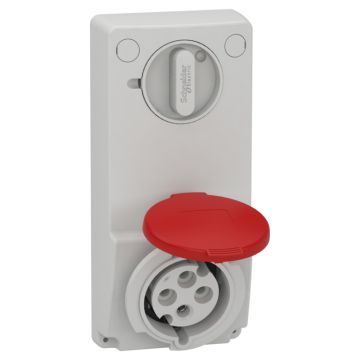Unika interlocked socket - 32 a - 3p + e - 380...415 v ac - ip44 - panel