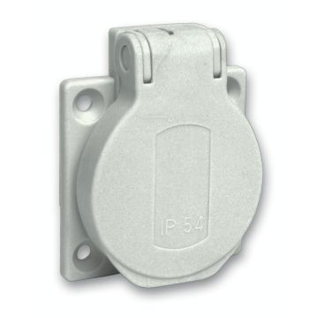 Pratika socket - grey - 2p + e - 10/16 a - 250 v - german - ip54 - flush - back