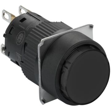 Pulsador negro redondo ø16 - muelle de retorno flush - 1oc