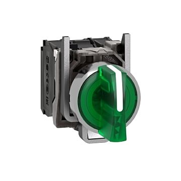 Selector luminoso verde 3 posiciones   fijas 24v 1na1nc