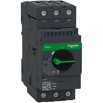 Motor circuit breaker, tesys gv3, 3p, 80 a, magnetic, rotary handle, everlink terminals