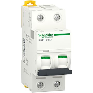 Magnetotérmico, acti9 ik60n, 2p, 63 a, c curva, 6000 a (iec 60898-1)