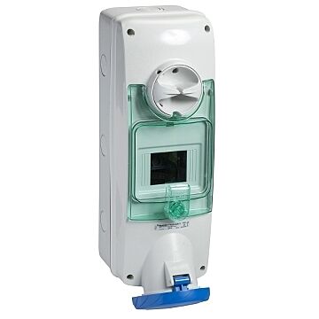 Unika base con interruptor de bloqueo 63 a 2p+t 200...250 vca ip65 mural