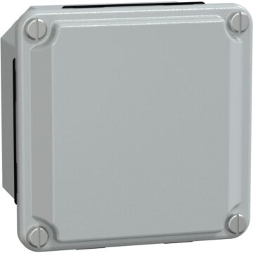 Caja industrial metálica - tapa baja-  alt85xanch85xprof49 - ip55 - gris ral 7035