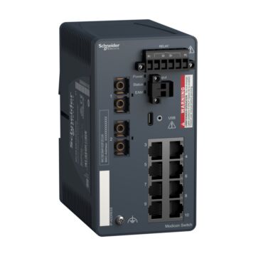 Modicon managed switch - 8 puertos para cobre + 2 puertos para fibra óptica multimodo