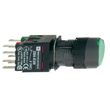 Pulsador luminoso circular verde ø 16 - pulsar-pulsar - 1na+1nc - 24v