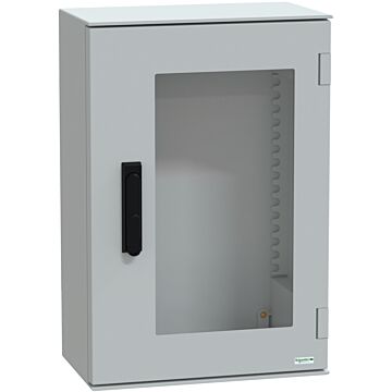 Armario mural aislante de poliéster panelset plm. dimensiones 647x436x250 puerta transparente y cierre de 3 puntos