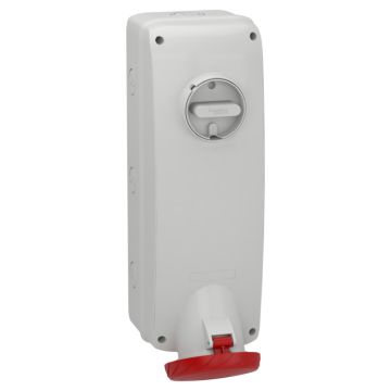 Unika interlocked socket - 63 a - 3p + n + e - 380...415 v ac - ip65 - wall
