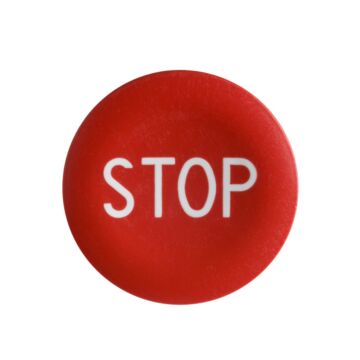 Placa marcada para pulsador roja stop blanca