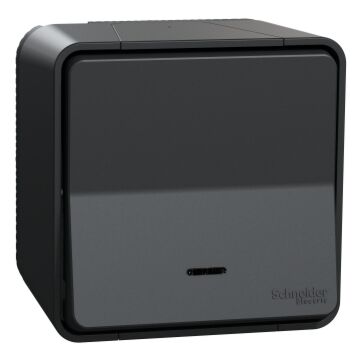 Mureva styl pulsador estanco para instalación en superficie con led ip55 gris