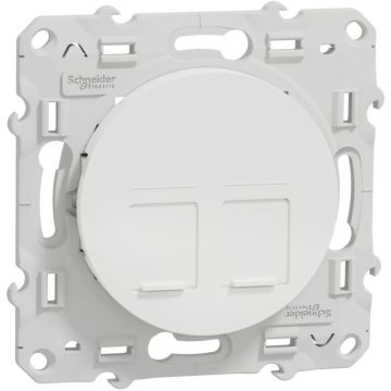 Tapa 2 conectores rj45 odace blanco