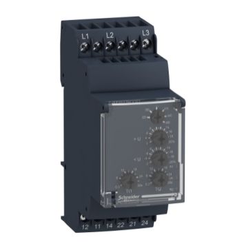 Zelio control - relé de control de tensión trifásico modular, 5 a, 2 nanc, 220...480 v ca