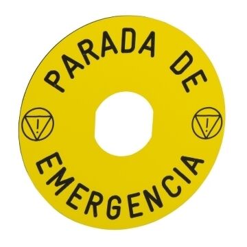 Etiqueta parada de emergencia 90mm
