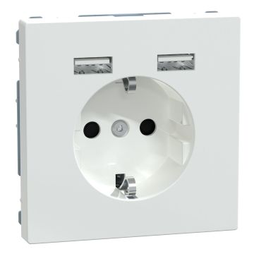 D-life schuko más dos cargadores usb tipo a 2;4a  blanco artico