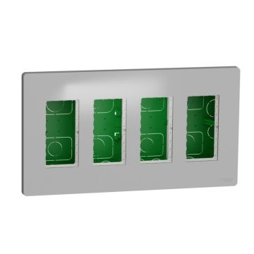 New unica system +, puesto de trabajo 4 columnas empotrar aluminio