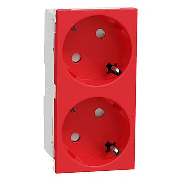 New unica system +, base schuko doble rojo sin tornillo