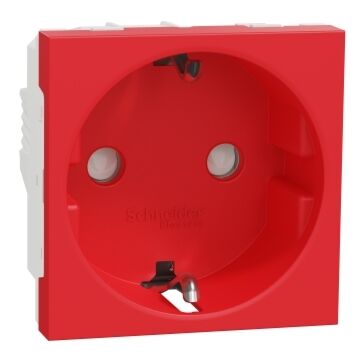 New unica, enchufe 2p+e, 16a, schuko, conexión por tornillos, rojo