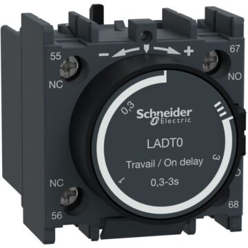 Bloque de contactos temporizados auxiliar, tesys deca, 1na+1nc, retraso activado 0,3-3s, parte delantera, conexión por tornillo