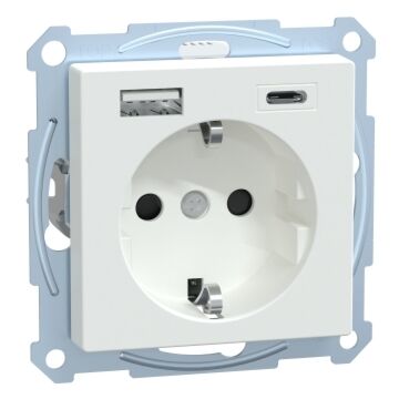 Schuko doble usb a+c blanco activo 3ma