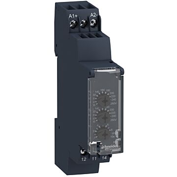 Zelio control - relé de control de tensión monofásico modular, 5 a, 1 nanc, 65...260 v ca/cc