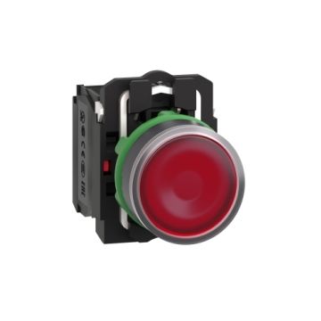 Pulsador  luminoso  led 24v na+nc rojo