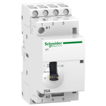 Contactor modular acti9 ict 25 a 4 p 4 na 230/240v ca con mando manual