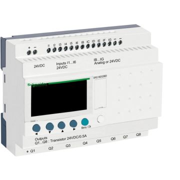 Relé programable zelio logic - 20 i o - 24 v dc - reloj - display