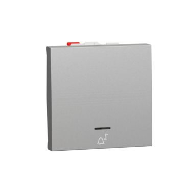 New unica pulsador 2 mod timbre led localiz alumin