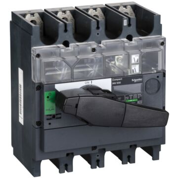 Interruptor seccionador compact inv630, ruptura visible, 630 a, versión estándar con mando rotativo negro, 4 polos