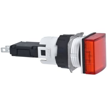 Piloto luminoso cuadrado rojo ø 16 - led integrado - 24 v - conector