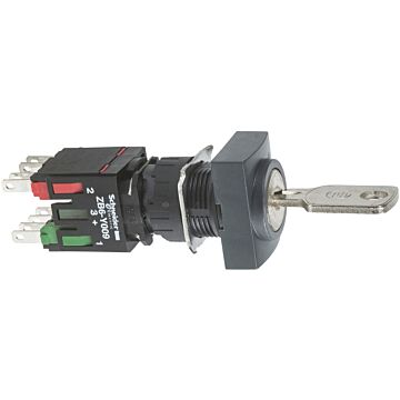 Selector llave 200 rectangular ø 16 - 2 posiciones fijas - 1na+1nc
