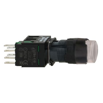 Pulsador luminoso circular saliente blanco ø 16 - 1na - 24v