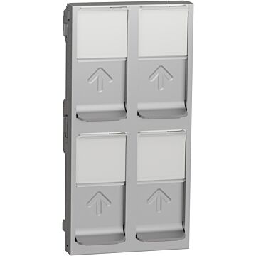 New unica system +, tapa cuadruple rj45 keystone aluminio