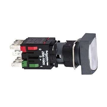 Pulsador luminoso rectangular blanco ø 16 - 1na - 24v