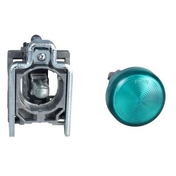 Piloto redondo ø 22 - ip65 - verde - led integrado - 240 v - orejetas - atex