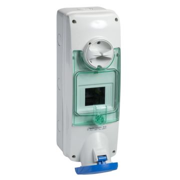 Unika base con interruptor de bloqueo 63 a 2p+t 200...250 vca ip65 mural