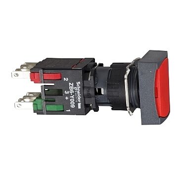 Pulsador rectangular rojo ø 16 - 1na+1nc