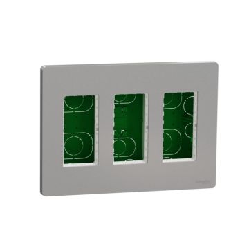 New unica system +, puesto de trabajo 3 columnas empotrar aluminio