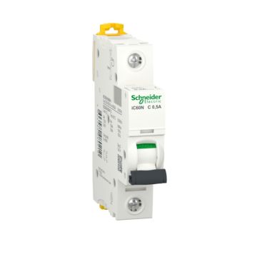 Magnetotérmico, acti9 ic60n, 1p, 0.5 a, c curva, 6000 a (iec 60898-1), 50 ka (iec 60947-2)